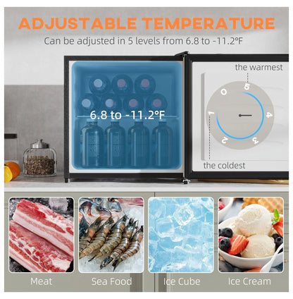 Mini Upright Freezer 1.1 Cu.Ft - Compact Silver Freezer, Removable Shelves, Low Noise, Adjustable Temperature - Ideal for Apartments, Dorms, Offices