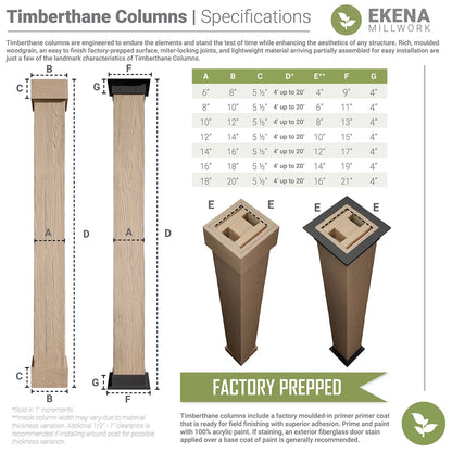 Ekena Millwork 6"W x 5'H Sand Blasted Endurathane Faux Wood Non-Tapered Square Column Wrap with Faux Iron Capital & Base