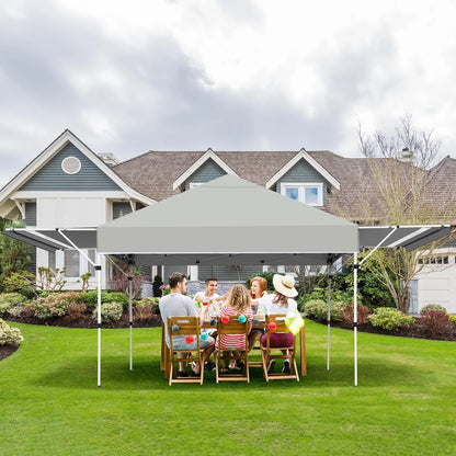 Patiojoy 10x17ft Pop up Canopy  3 Height Adjustment Folding Tent with Roller Bag White