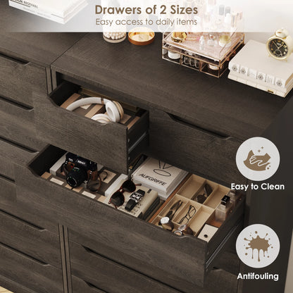 Homfa 7 Drawer White Dresser, 51.3"H Wood Storage Cabinet with Upgraded Stable Base, Vertical Chest for Bedroom Living Room