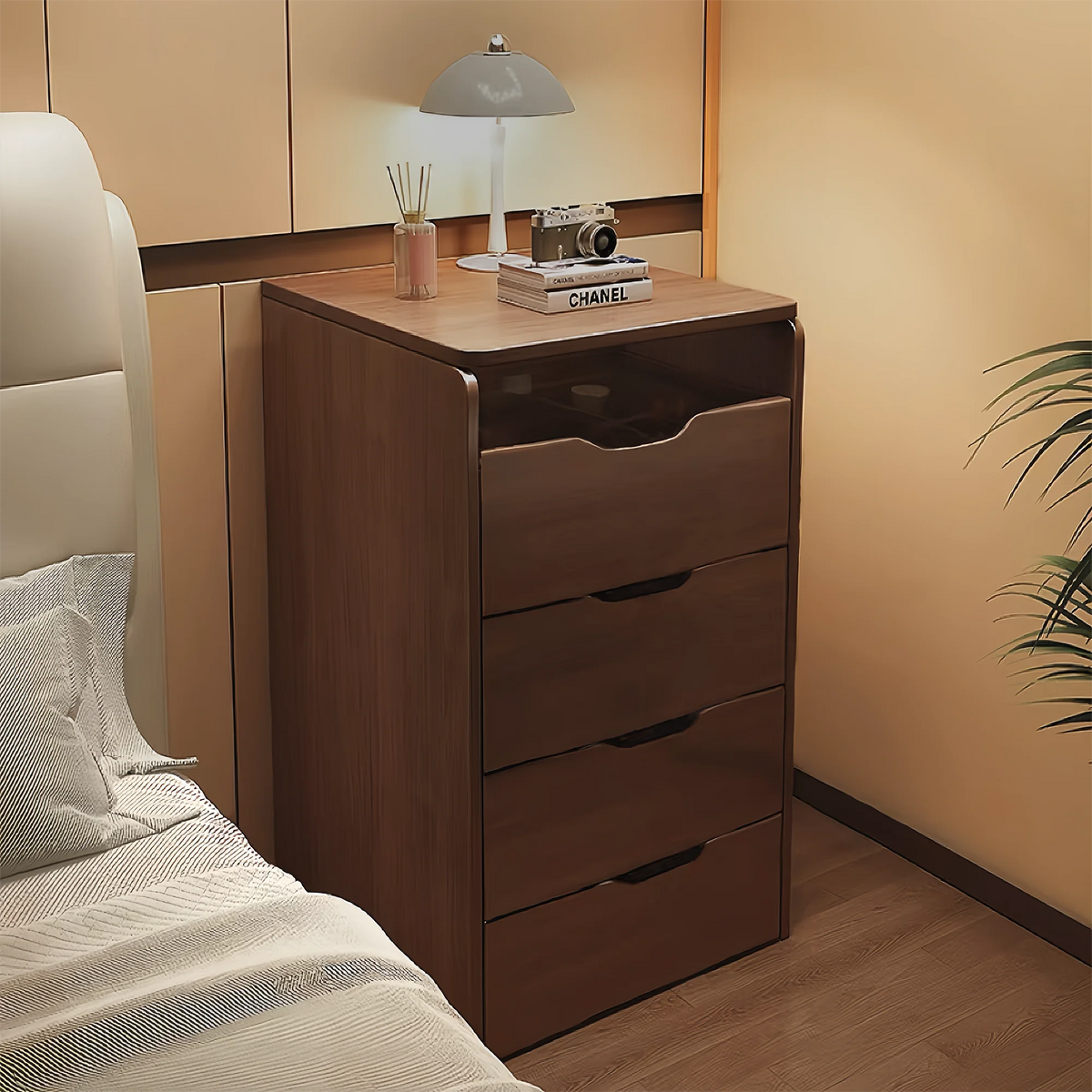 Miniyam Vanity Desk with Lighted Flip Mirror, Drawers & Stool, Makeup Table for Adults, Walnut