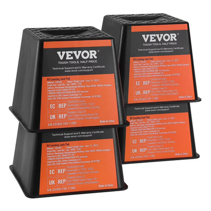 VEVOR Trailer Jack Block, 6000 lbs Capacity per RV Leveling Block, High-Quality Polypropylene RV Camper Stabilizer Blocks, RV Travel Accessories Use for Any Tongue Jack, Post, Foot, 5th Wheels, 4-Pack
