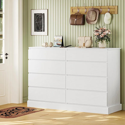 8 Drawers Double Dresser Wooden Black Chest of Drawers for Bedroom, Large Storage Cabinet for Home Living Room
