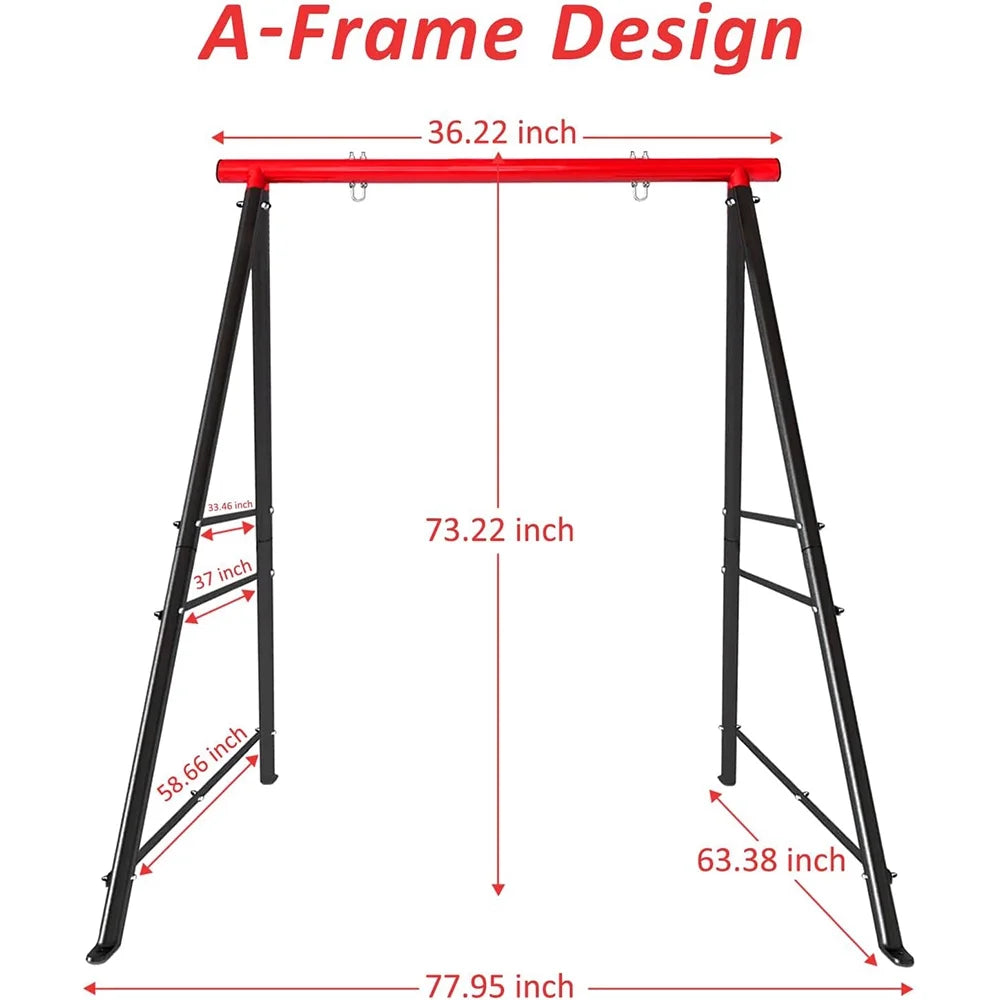 IVV Swing Stand for Porch, Outdoor Heavy Duty Swing Frame, Steel Metal Frame with 4 Ground Pegs, 73" Height Holds Up to 550lbs, Red (Swing NOT Included)