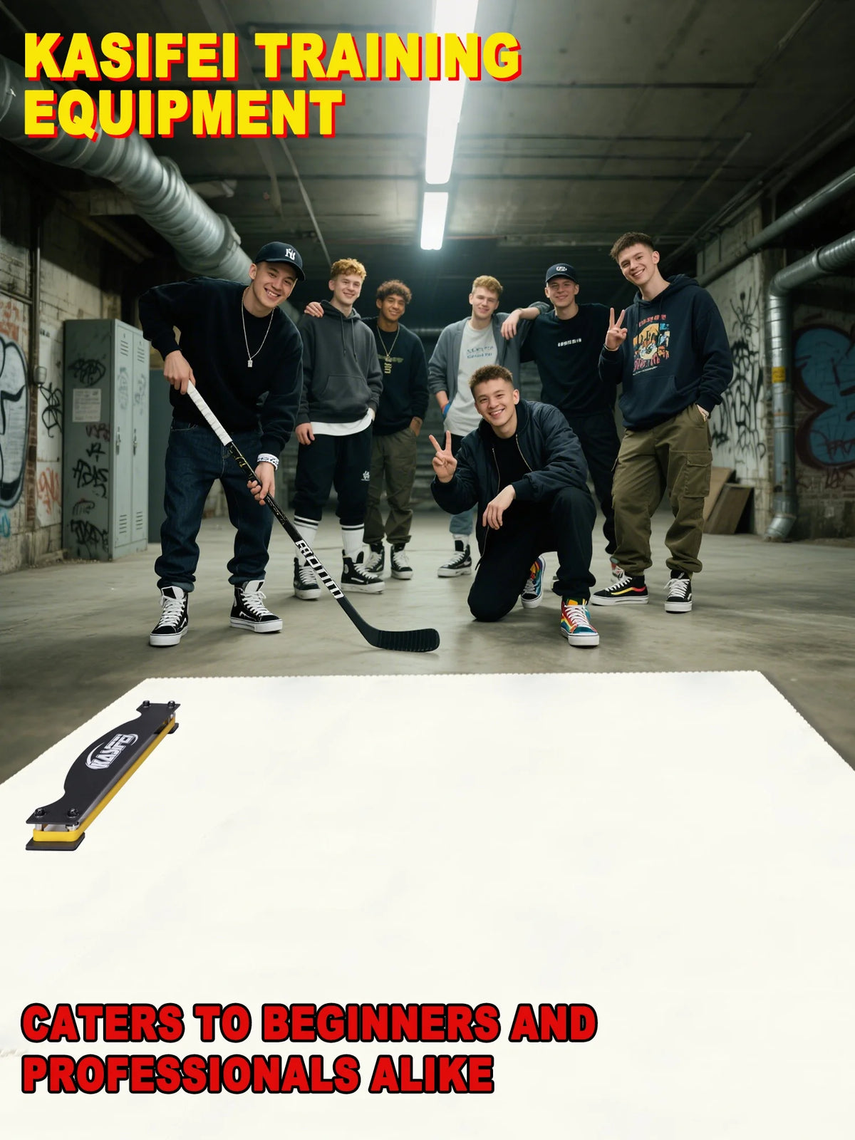 kasifei Hockey Synthetic Ice Tiles, 12 Pack 18" x 18" Hockey Flooring Tiles, Expandable Hockey Training Surface, Easy to Assemble