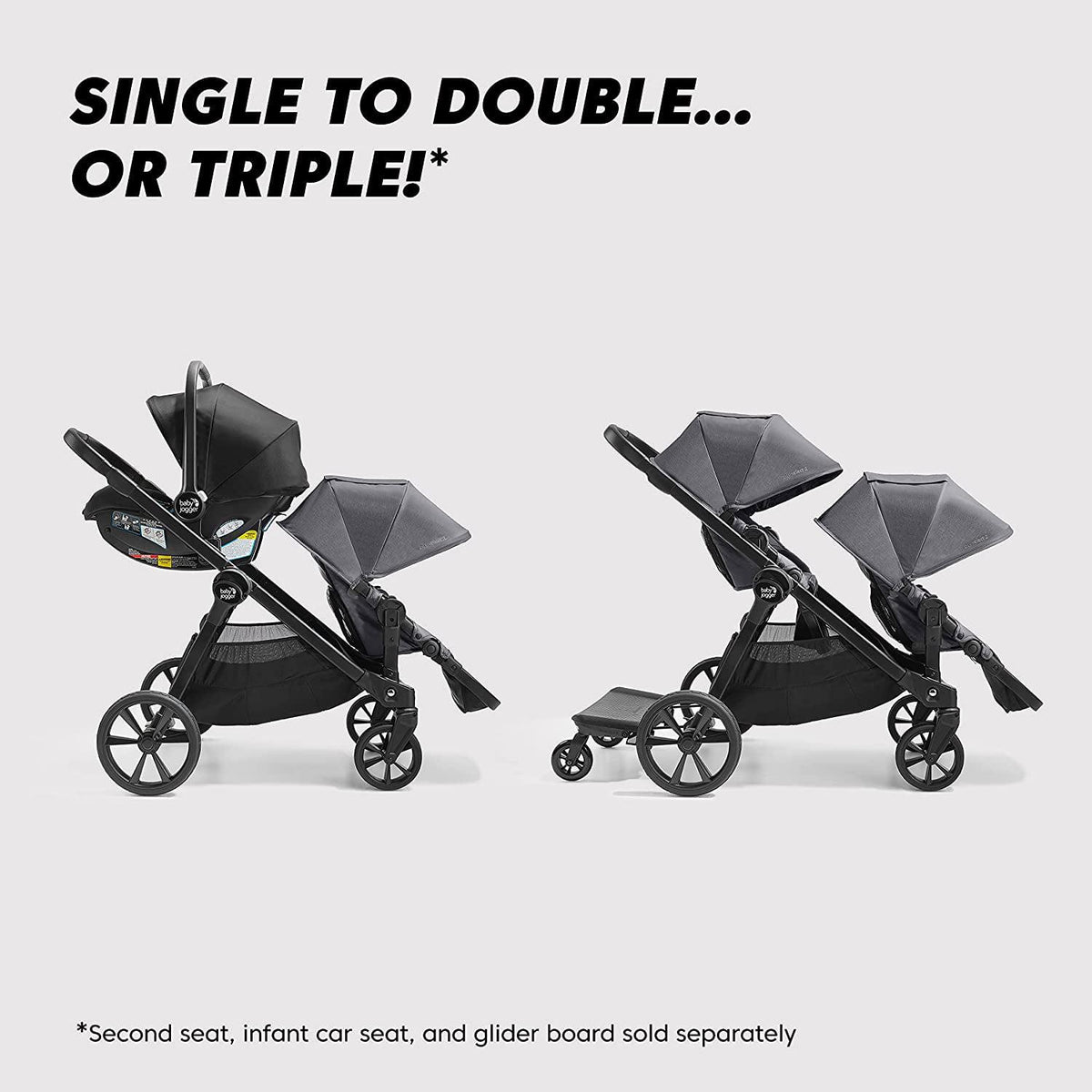 Baby Jogger City Select 2 Single-to-Double Modular Stroller. Peacoat Blue