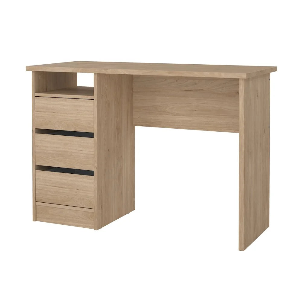 Tvilum Wes Writing Desk with 3 Storage Drawers and Open Shelf for Adults, White
