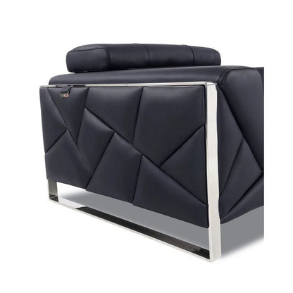 Titan Furnishings 18.5" Modern Genuine Italian Leather Chair in Black