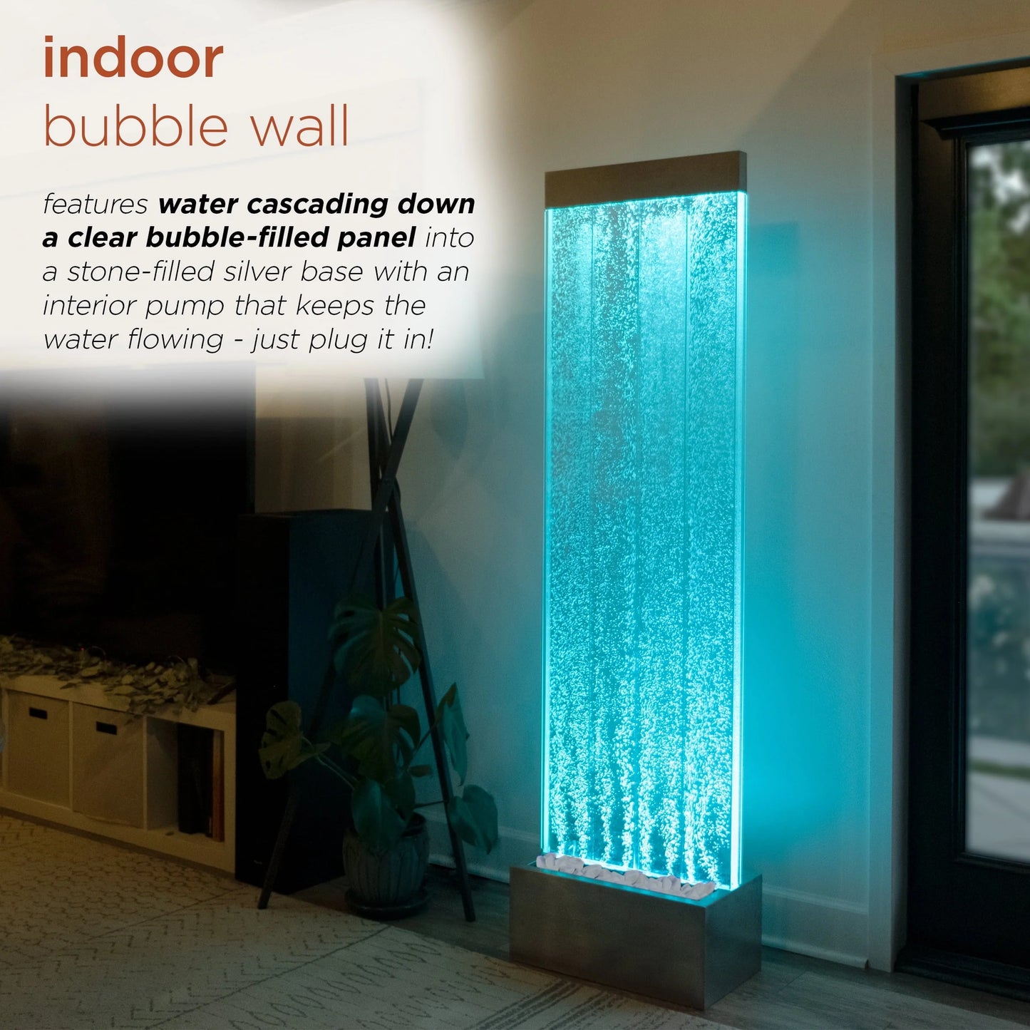Alpine Corporation 72"H Indoor Acrylic Bubble Wall Corded Electric Fountain