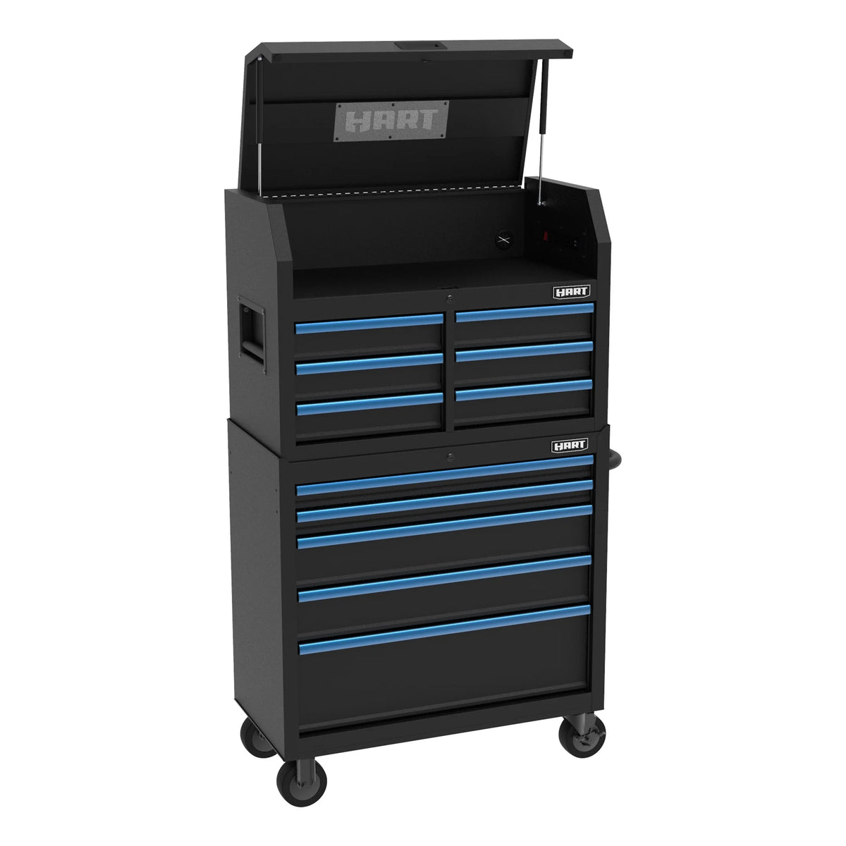 HART 36-Inch 5-Drawer Rolling Tool Cabinet with Wood Top, Locking Steel Garage Storage, Black