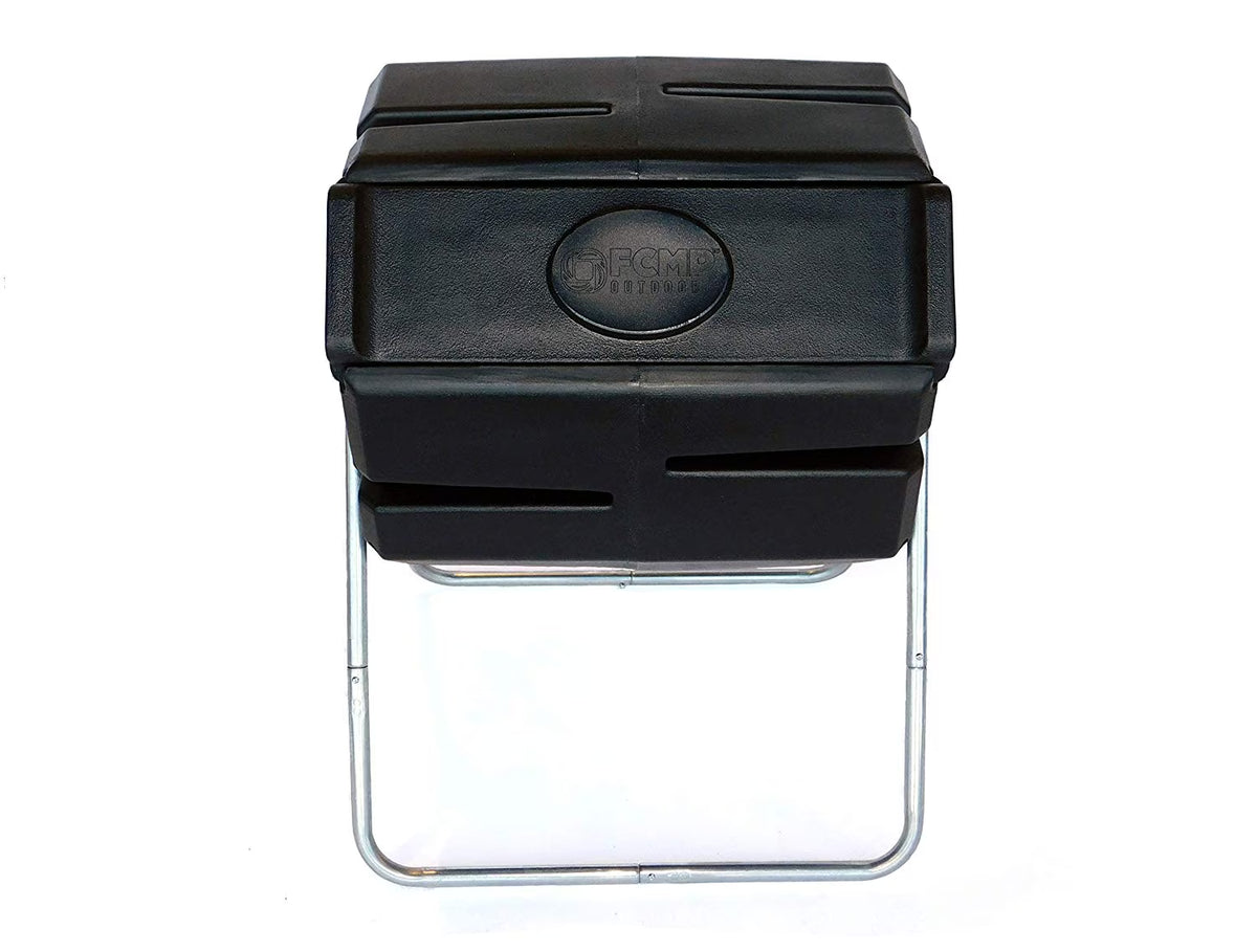 FCMP Outdoor 37 Gallon Single Chamber Roto Tumbling Compost Bin, Black