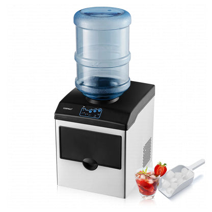 Costway 2-in-1 Stainless Steel Countertop Ice Maker Water Dispenser 48Lbs/24H w/ Scoop