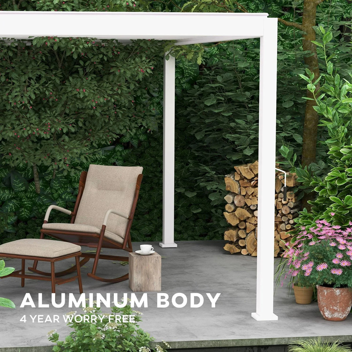 Mirador 10'x 10' 111S Outdoor Aluminum Pergola w/ Adjustable Rainproof Louver for Garden, Patio, Backyard, Takasho/Wood Grain
