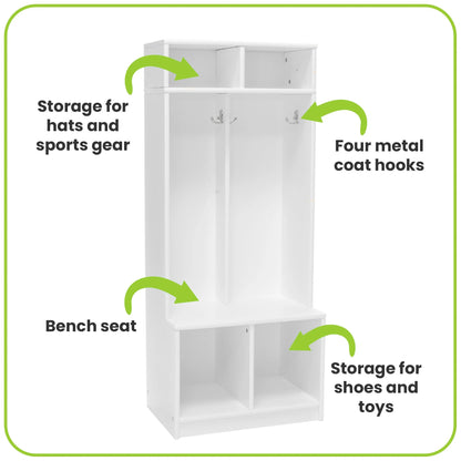 Little Partners Locker Cabinet Cubby Organizer, Learn 'N Store Wooden Classroom Cubbies Compartment Lockers for Storage of Toddlers and Kids Coats, Equipment, Backpacks - Espresso