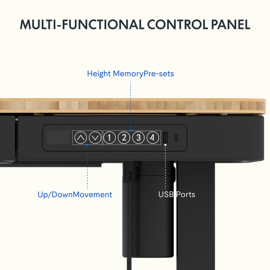 FLEXISPOT 48" W Home Office Height Adjustable Standing Desk White and Maple with USB Charge Ports and Embedded Drawer