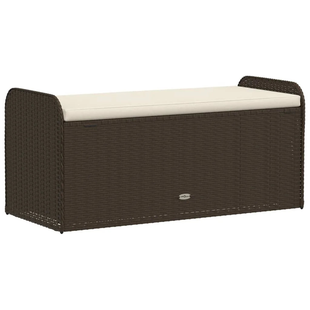 vidaXL Storage Bench with Cushion Outdoor Garden Seat Furniture Poly Rattan