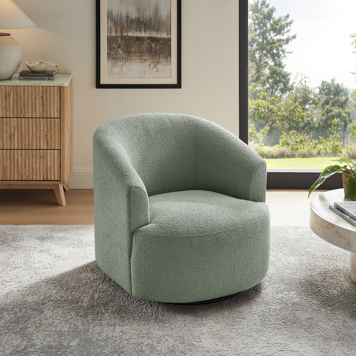 Mainstays Boucle Swivel Accent Chair, Taupe