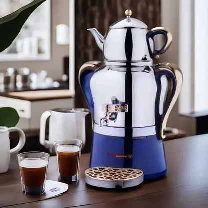 Korkmaz Hanedan Premium Silver 18/10 Cr-Ni Stainless Steel Dishwasher Safe Electric Tea Maker