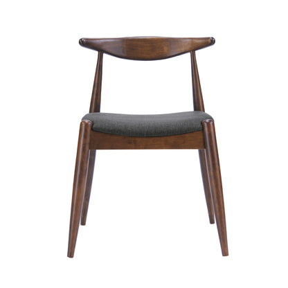 GDF Studio Virgil Mid Century Modern Fabric Upholstered Dining Chairs, Set of 2, Charcoal and Walnut