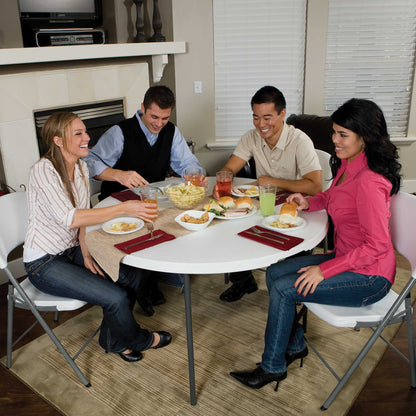 Lifetime 48 inch Round Fold-in-Half Table, Indoor/Outdoor Essential, White Granite (280064)