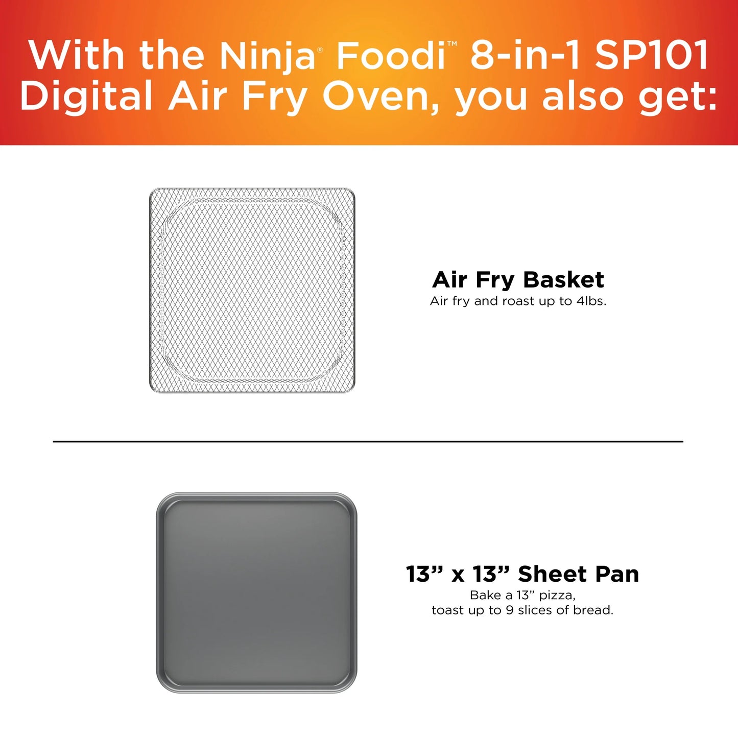 Ninja?? SP101 Foodia?�� 8-in-1 Digital Air Fry Oven, Flip-Away for Storage, Dehydrate, Keep Warm