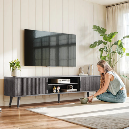 Selooye Mid Century TV Stand, Modern TV Console for TVs up to 70 Inches, Entertainment Center with Storage, TV and Media Consol, 62 Inch (Natural)