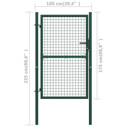 vidaXL Fence Gate Metal Fence Post Garden Gate for Outdoor Patio Steel Green
