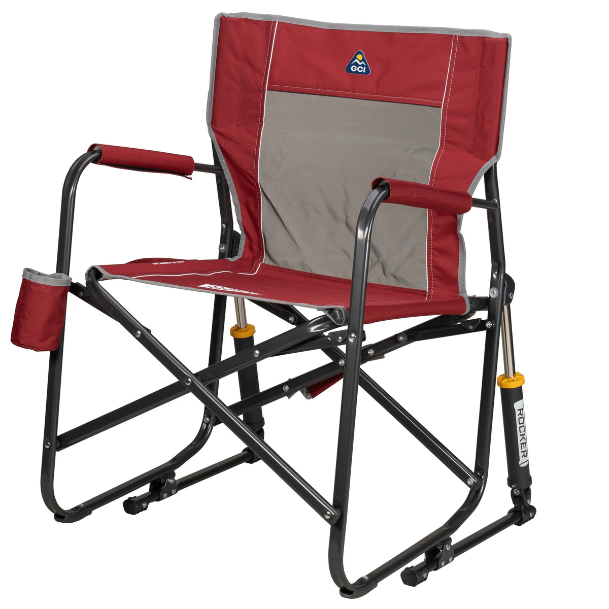 GCI Outdoor Freestyle Rocker Foldable Rocking Camp Chair, Maroon