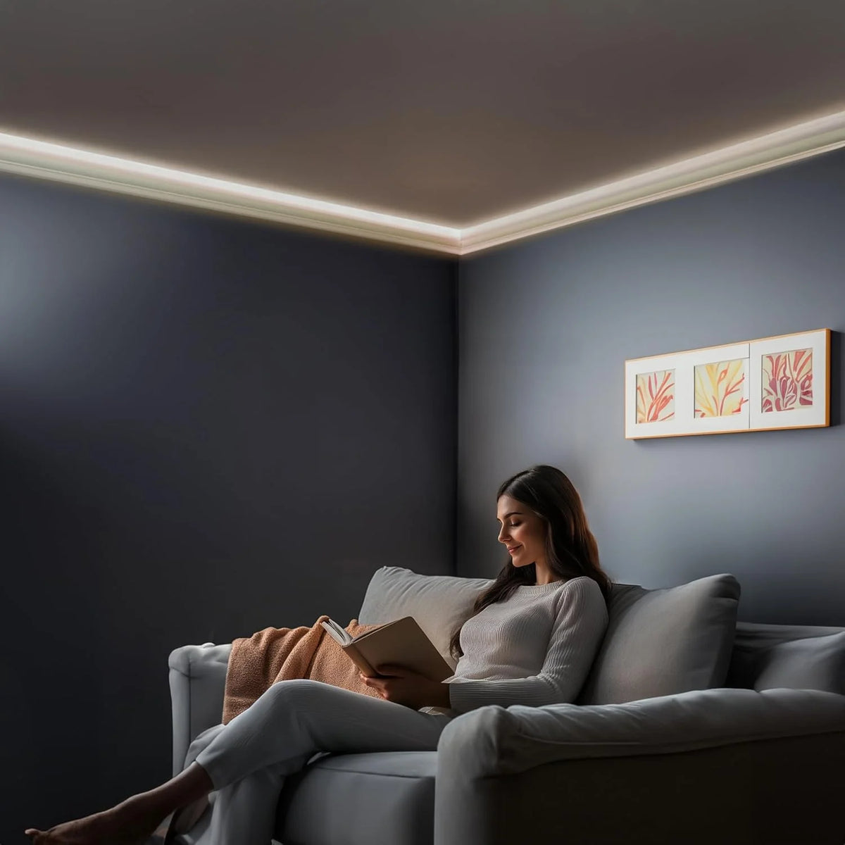 7-Piece 94.5�� (55.12 ft) Crown Molding with Duct Kit for Seamless Ambient Home Accent Lighting | Waterproof Channel for Easy LED Strip Installation (CROWN MOLDING WITH LED DUCT)