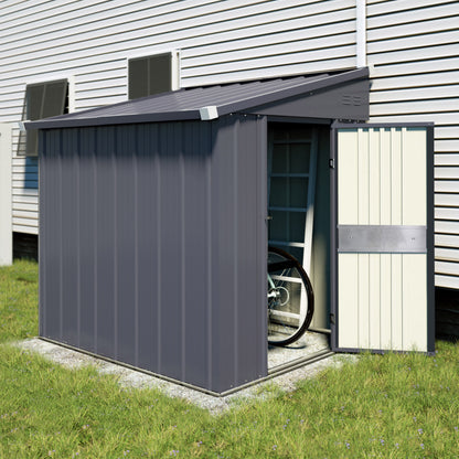 VEIKOUS Outdoor 8' x 4' Storage Lean-to Shed 8' x 4' w/Lockable Sliding Door and Vents for Backyard, Patio & Lawn, Grey