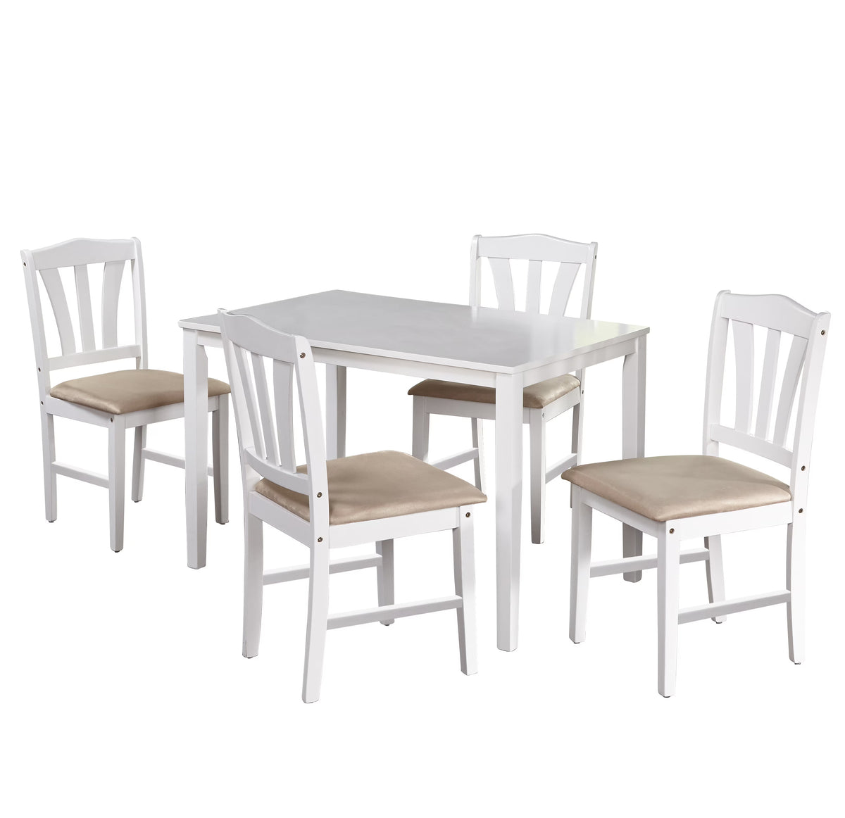 TMS Metropolitan 5-Piece Wood Farmhouse Upholsered Dining Set with Table and Chairs, Espresso