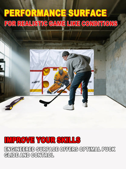 kasifei Hockey Synthetic Ice Tiles, 12 Pack 18" x 18" Hockey Flooring Tiles, Expandable Hockey Training Surface, Easy to Assemble