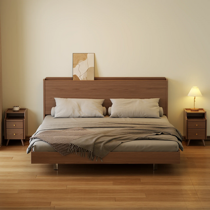 Small Nightstand,Solid Wood Nightstand with Drawers, Walnut Bedside Table for Bedroom