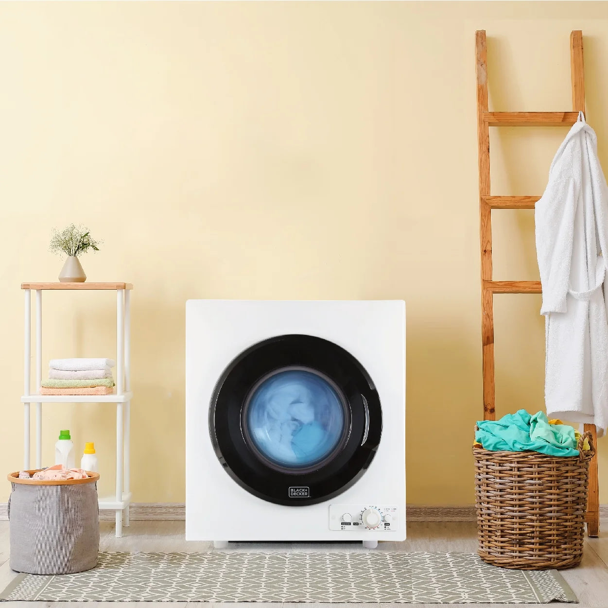 BLACK+DECKER BCED37 Compact Dryer for Standard Wall Outlet, Small, 4 Modes, Load Volume 13.2 lbs., White