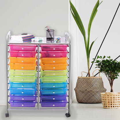 Gymax Office Rolling Cart 20 Storage Drawers Scrapbook Paper Studio Organizer Mutlicolor