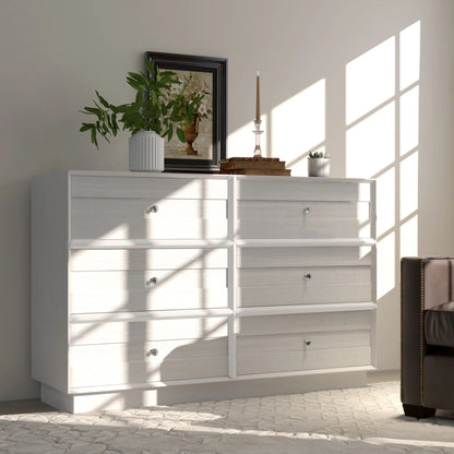May Color Large White 3 Drawer Dresser Set of 2 with Fluted Panel, Modern Chest of Drawers with Silent Slide Drawers, Wood Accent Nightstand with Storage for Bedroom Living Room, Hallway