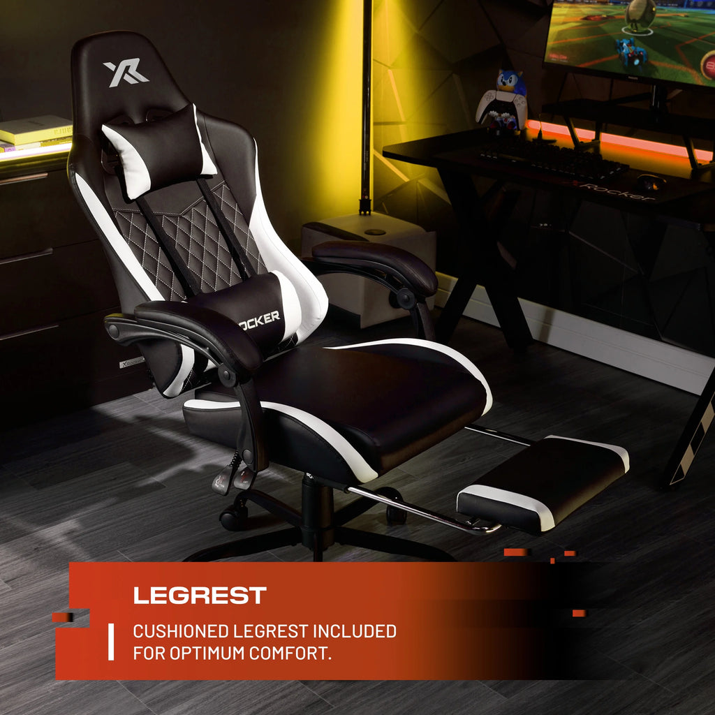 X Rocker Apex PC Gaming Chair with Massage Function and Footrest, Red
