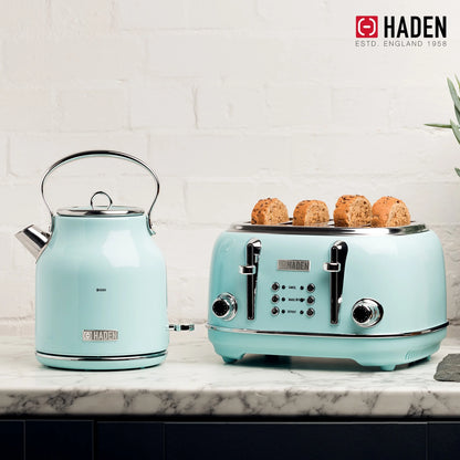 Haden Heritage 1500 1.7 Electric Kettle, Matte Black Finish with Copper Accents