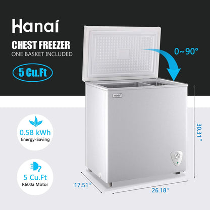 WANAI 3.5 Cu.ft Freezer, Chest Freezer, Deep Freezer with Top Open Door