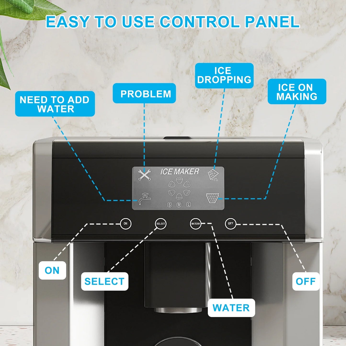 TABU 40Lbs/24H Countertop Ice Maker Machine,3 in 1 Ice Maker with Water Dispenser,Crushed Ice,Black