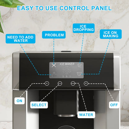 TABU 40Lbs/24H Countertop Ice Maker Machine,3 in 1 Ice Maker with Water Dispenser,Crushed Ice,Black