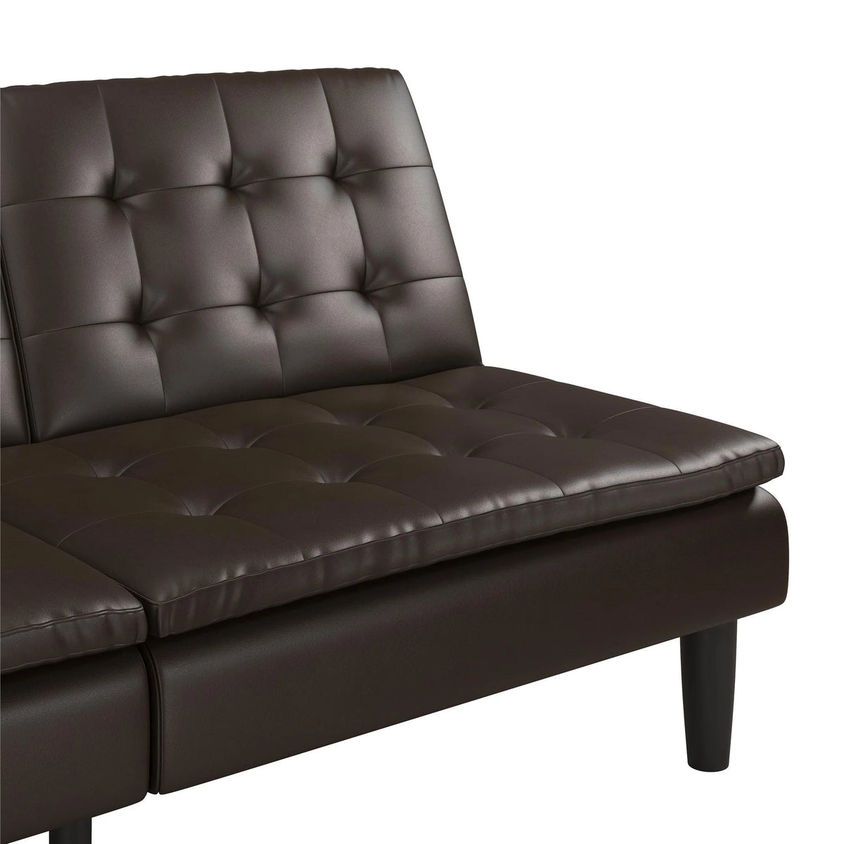 Mainstays Memory Foam 71.5" Futon with Cupholder and USB, Black Faux Leather