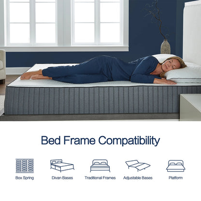 Cole & Rye ArticSky 12" Premium Hyper Cooling Gel Memory Foam Hybrid Mattress with Bonus Pillows, Queen