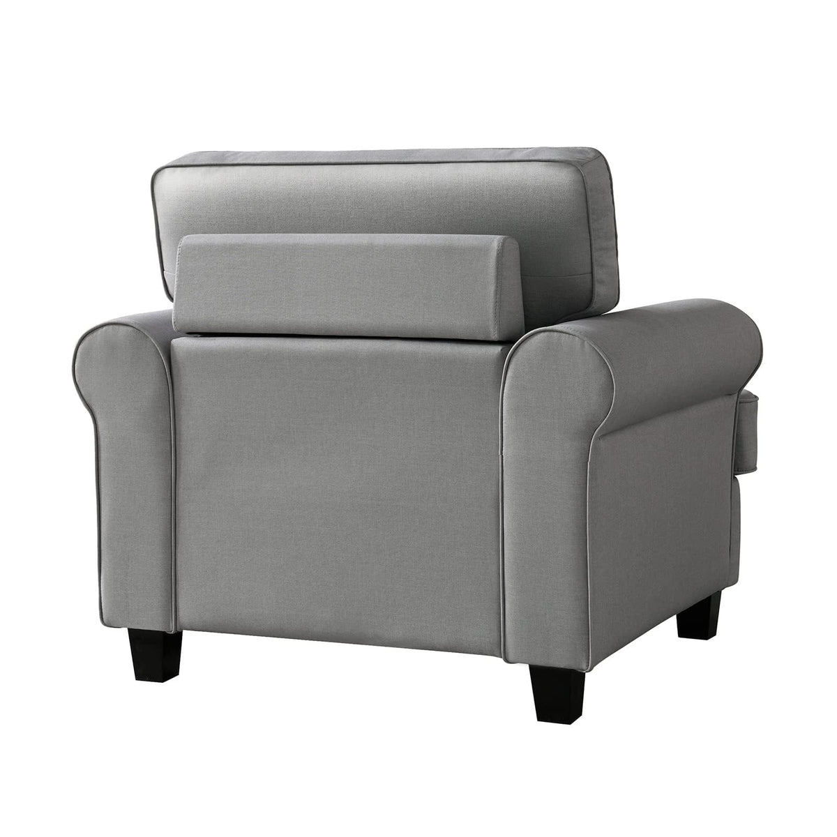 Husbedom 39" Modern Accent Fabric Chair Single Sofa Comfy Upholstered Rolled Arm Chair Living Room Furniture for Bedroom and Reading, Light Gray
