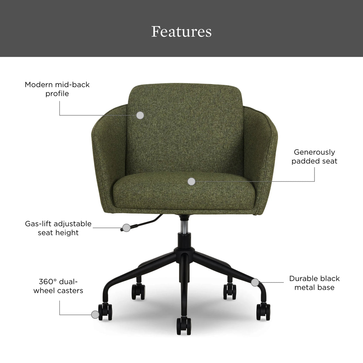 Better Homes & Gardens Juliet Office Chair, Ivory Boucle and Matte Black