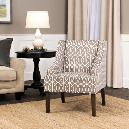 HomePop Classic Swoop Accent Chair - Blue and White Damask