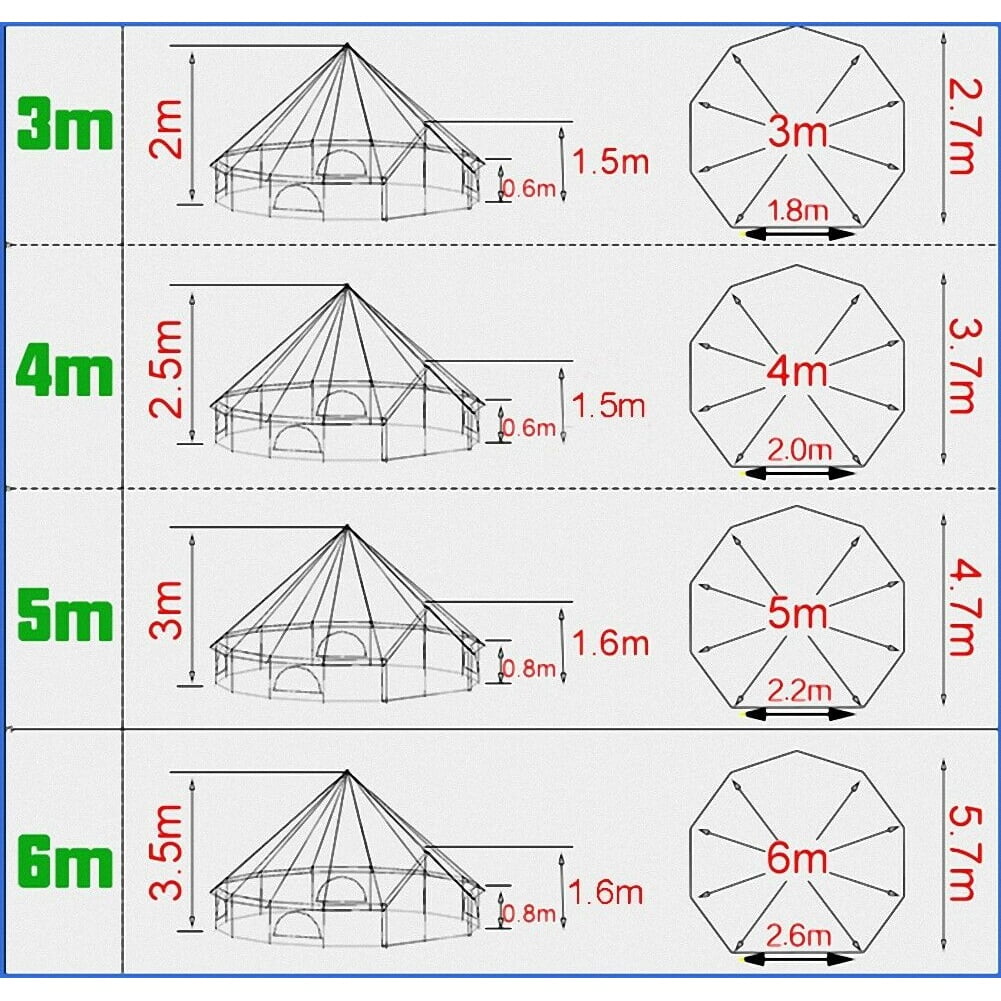 Outdoor Waterproof Family Camping Cotton Canvas Bell Tent Luxury Glamping Yurt Diameter 4M (13.1FT)