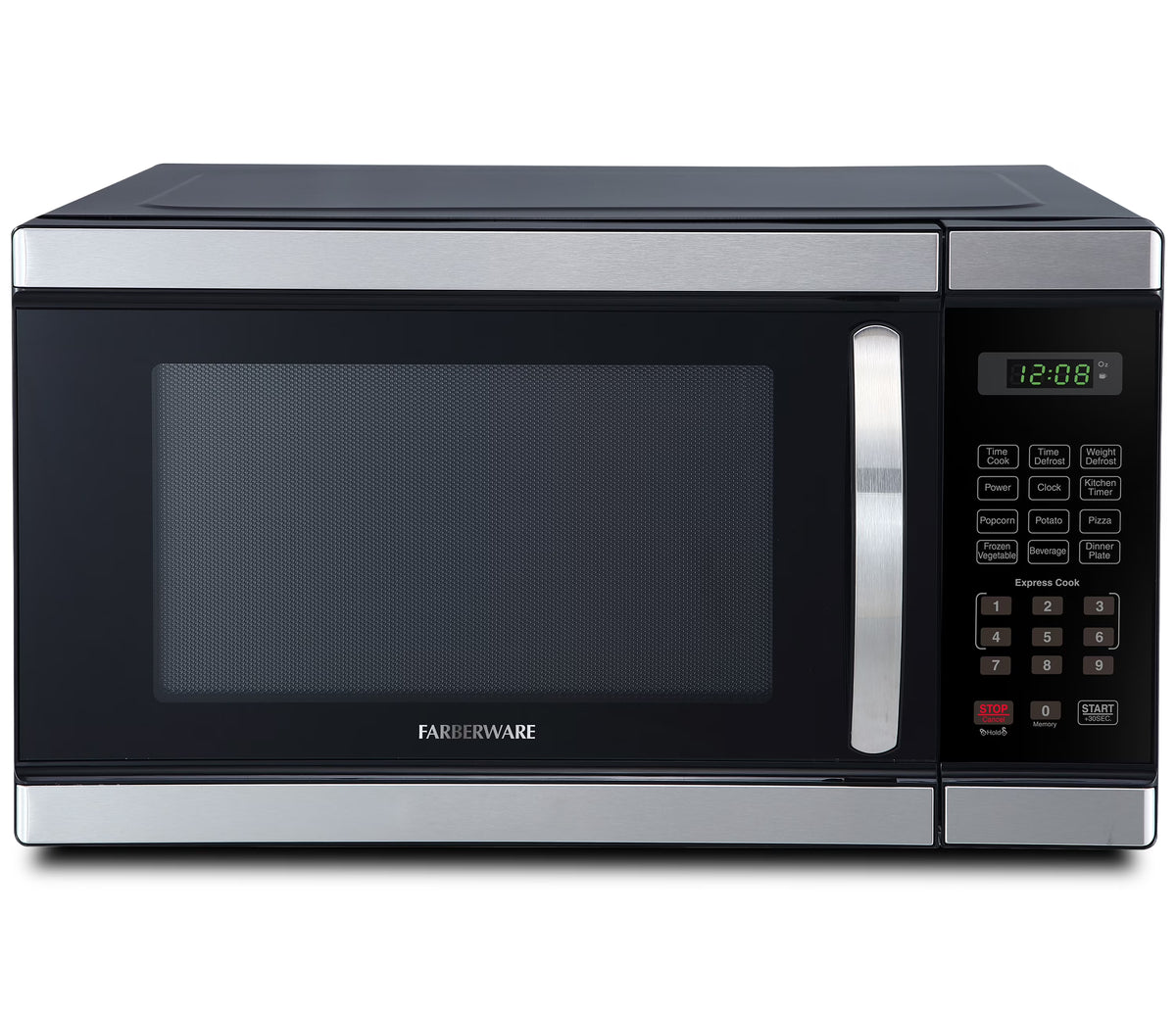 Farberware Countertop Microwave Ov 1100 Watts, 2.2 cu ft - Smart Sensor With LED Lighting and Child Lock - Perfect for Apartments and Dorms - Easy Clean Black Interior, Stainless Steel