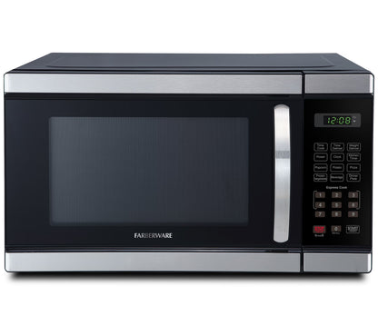 Farberware Countertop Microwave Ov 1100 Watts, 2.2 cu ft - Smart Sensor With LED Lighting and Child Lock - Perfect for Apartments and Dorms - Easy Clean Black Interior, Stainless Steel