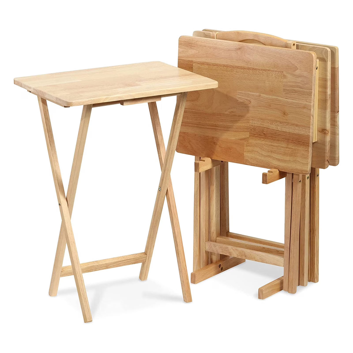 DYUKFG 5 - Piece Folding TV Tray Tables Set with Compact Storage Rack - Space - Saving, Easy - Assembly, Ideal for Living Room, Bedroom  Small Spaces, Multipurpose for Eating, Working  Entertaining